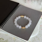 BS118 [Bai Han] White Agate • 18k gold-plated carved hollow bracelet