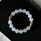 BS118 [Bai Han] White Agate • 18k gold-plated carved hollow bracelet