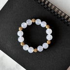 BS120 [Bai Han] White agate • 18k gold-plated small ball bracelet