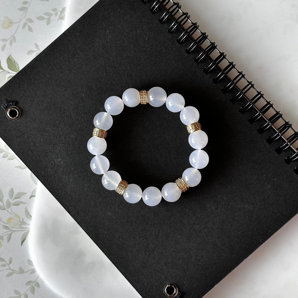BS121 [Bai Han] White Agate • Classical 18k gold-plated bracelet