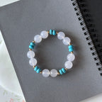 BS119 [Bai Han] White agate • turquoise • simple gold-plated bracelet