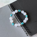 BS119 【Blue and White Porcelain Language】Simple Gold-Plated White Agate and Turquoise Bracelet