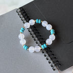BS119 [Bai Han] White agate • turquoise • simple gold-plated bracelet