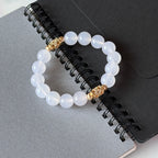 BS118 [Bai Han] White Agate • 18k gold-plated carved hollow bracelet