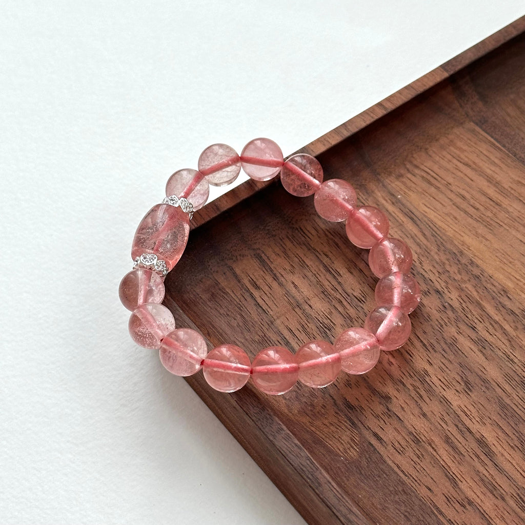 BS122 [Red Cherry Glass] Watermelon Glass Silver-plated Bracelet