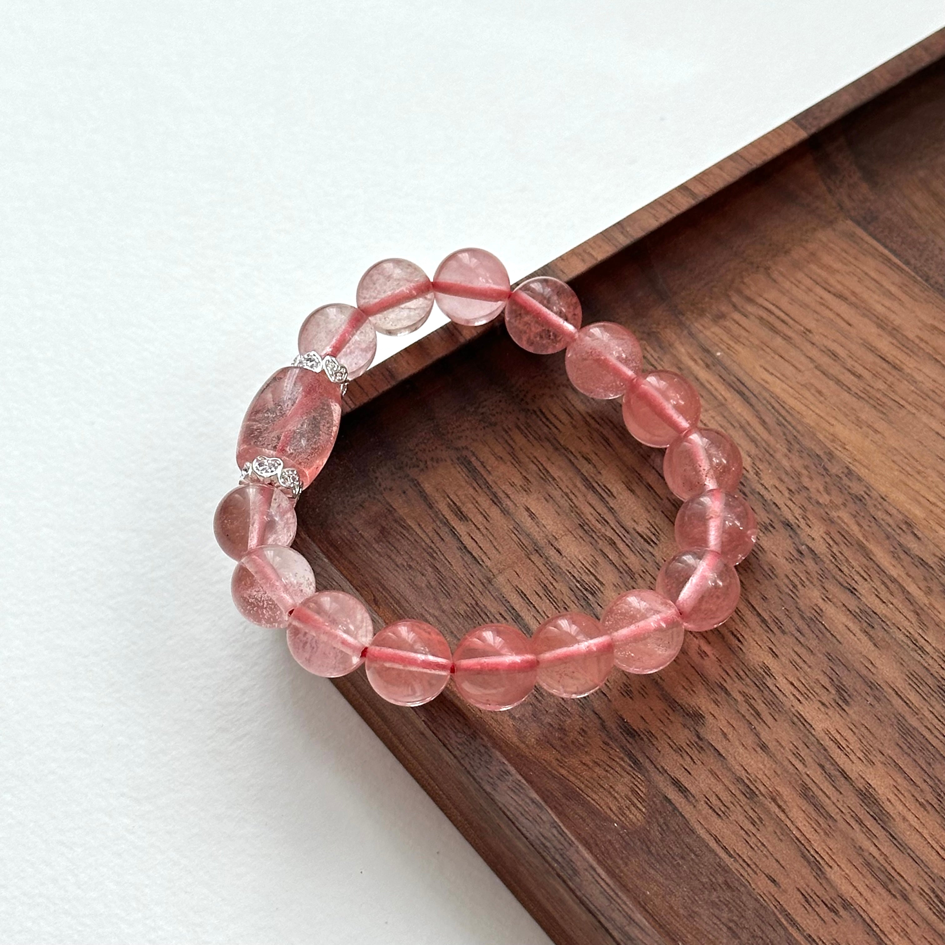 BS122 [Red Cherry Glass] Watermelon Glass Silver-plated Bracelet