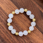 BS120 [Bai Han] White agate • 18k gold-plated small ball bracelet