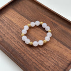 BS120 [Bai Han] White agate • 18k gold-plated small ball bracelet