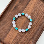 BS119 [Bai Han] White agate • turquoise • simple gold-plated bracelet