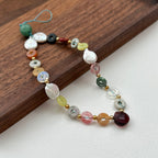 S5 [Gemstone Phone/Camera Pendant Chain/Lasso] Green Aventurine | Freshwater Pearl | Vintage | Teardrop Faceted Glass Gold Plated Pendant Rope