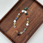 S5 [Gemstone Phone/Camera Pendant Chain/Lasso] Green Aventurine | Freshwater Pearl | Vintage | Teardrop Faceted Glass Gold Plated Pendant Rope