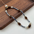S6 [Gemstone Phone/Camera Nail Chain/Lasso] Blue Dot Stone | Imitation Pearl | Smoky Quartz | Gold Plated Nail Cord/Loop