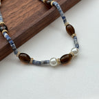 S6 [Gemstone Phone/Camera Nail Chain/Lasso] Blue Dot Stone | Imitation Pearl | Smoky Quartz | Gold Plated Nail Cord/Loop