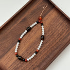 S3 【Gemstone Phone/Camera Nail Chain/Lasso】Red Agate | Black Agate | Imitation Pearl | Marquise-Shaped Smoky Quartz Nail Chain