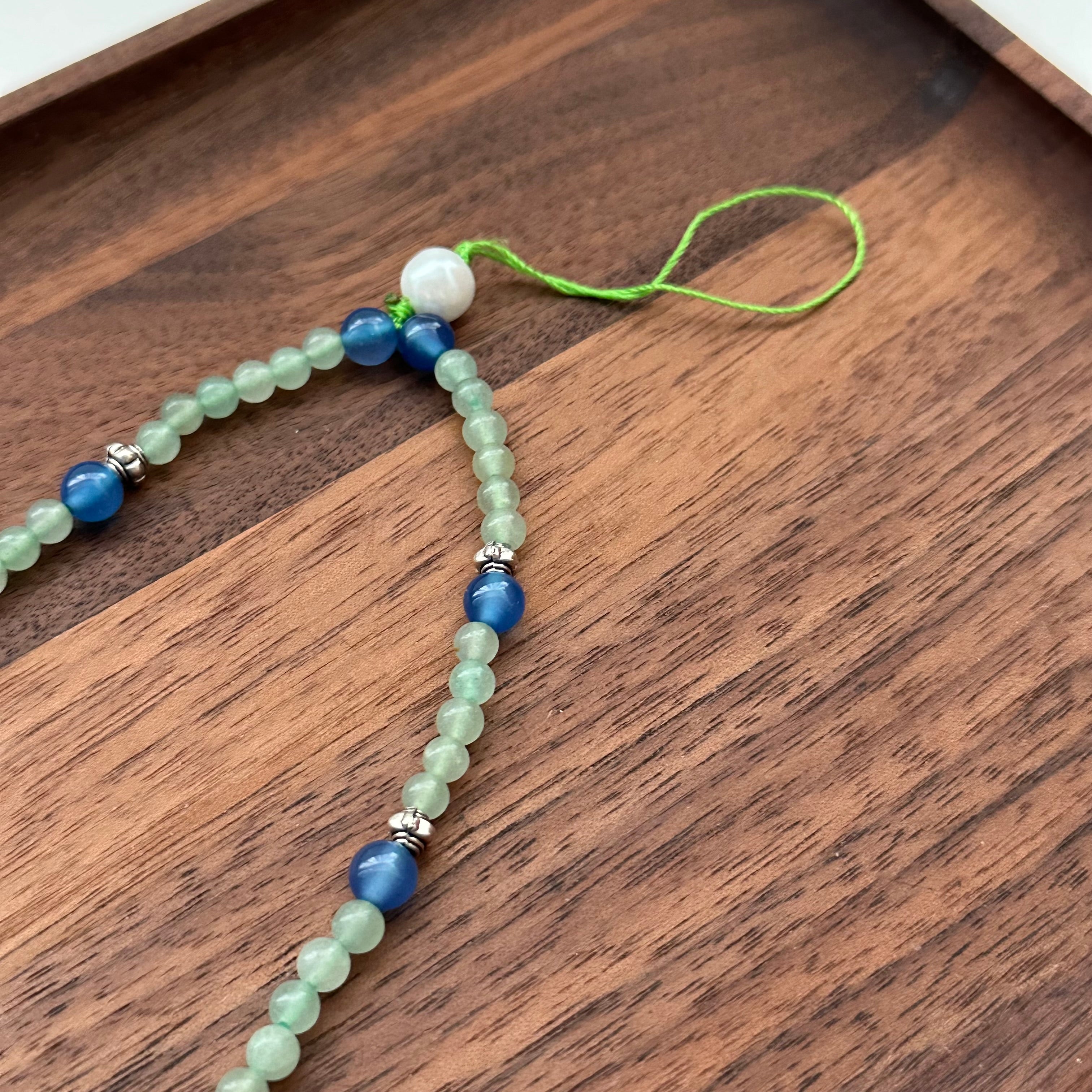 S8 [Gemstone Phone/Camera Hanging Chain/Lane] Green Aventurine | Blue Agate | Imitation Pearl | Teardrop Shell | Vintage Silver Plated Hanging Rope