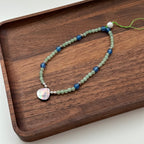 S8 [Gemstone Phone/Camera Hanging Chain/Lane] Green Aventurine | Blue Agate | Imitation Pearl | Teardrop Shell | Vintage Silver Plated Hanging Rope