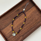 S10 [Gemstone Phone Camera Lanyard] Amethyst | Yellow Glass | Imitation Pearl | Teardrop Shell Vintage Gold-Plated Lanyard