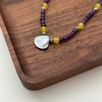 S10 [Gemstone Phone Camera Lanyard] Amethyst | Yellow Glass | Imitation Pearl | Teardrop Shell Vintage Gold-Plated Lanyard