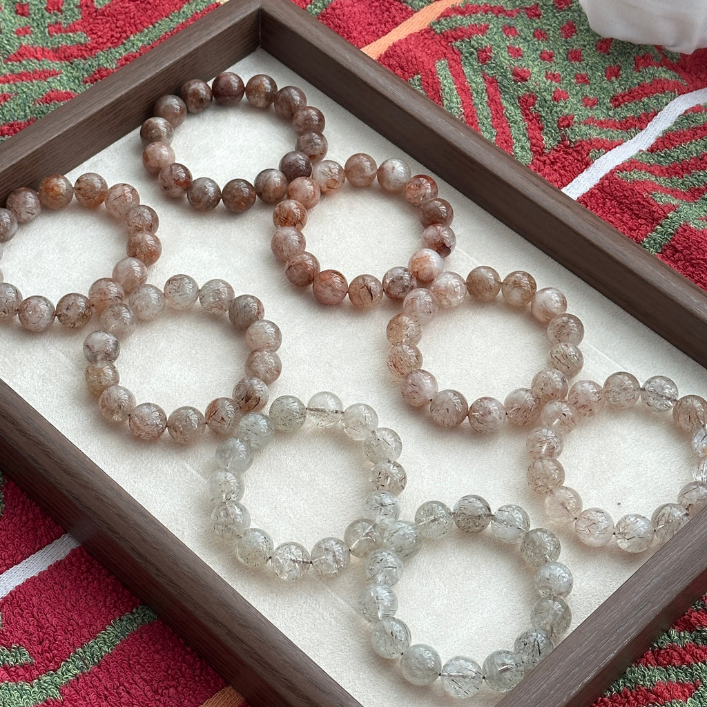 B90 紅髮白超級七純珠手鏈手串