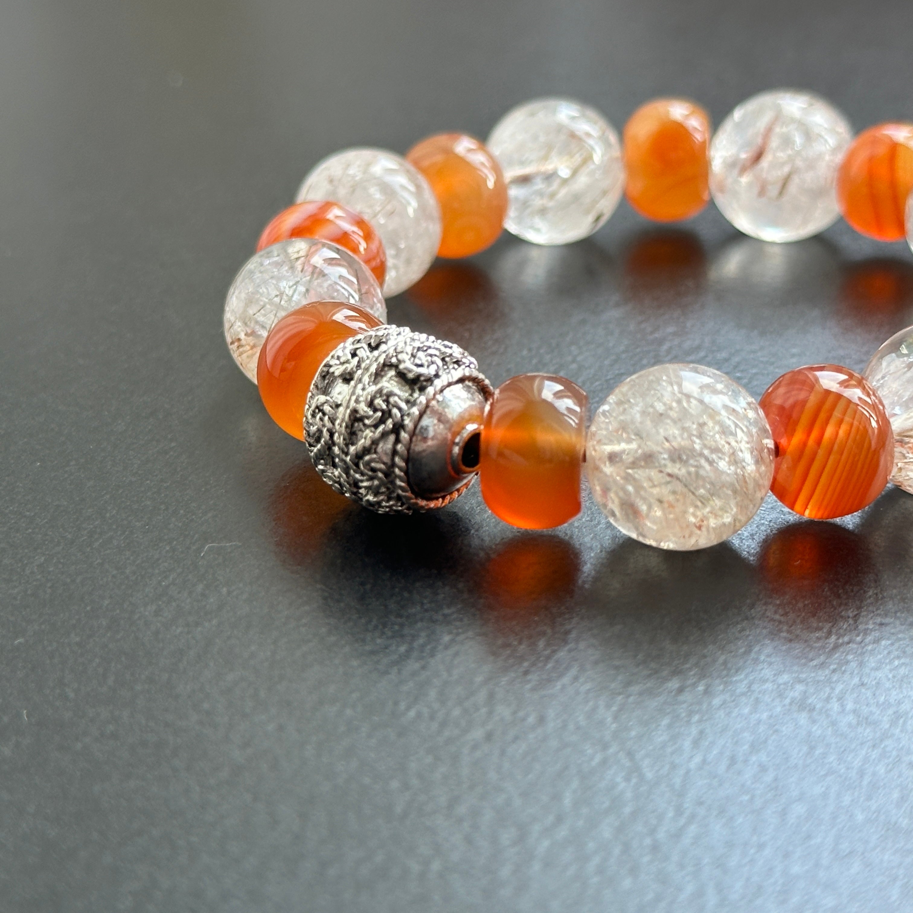 BS273 [Libra Scorpio | October] Opal Blue Glass Bracelet