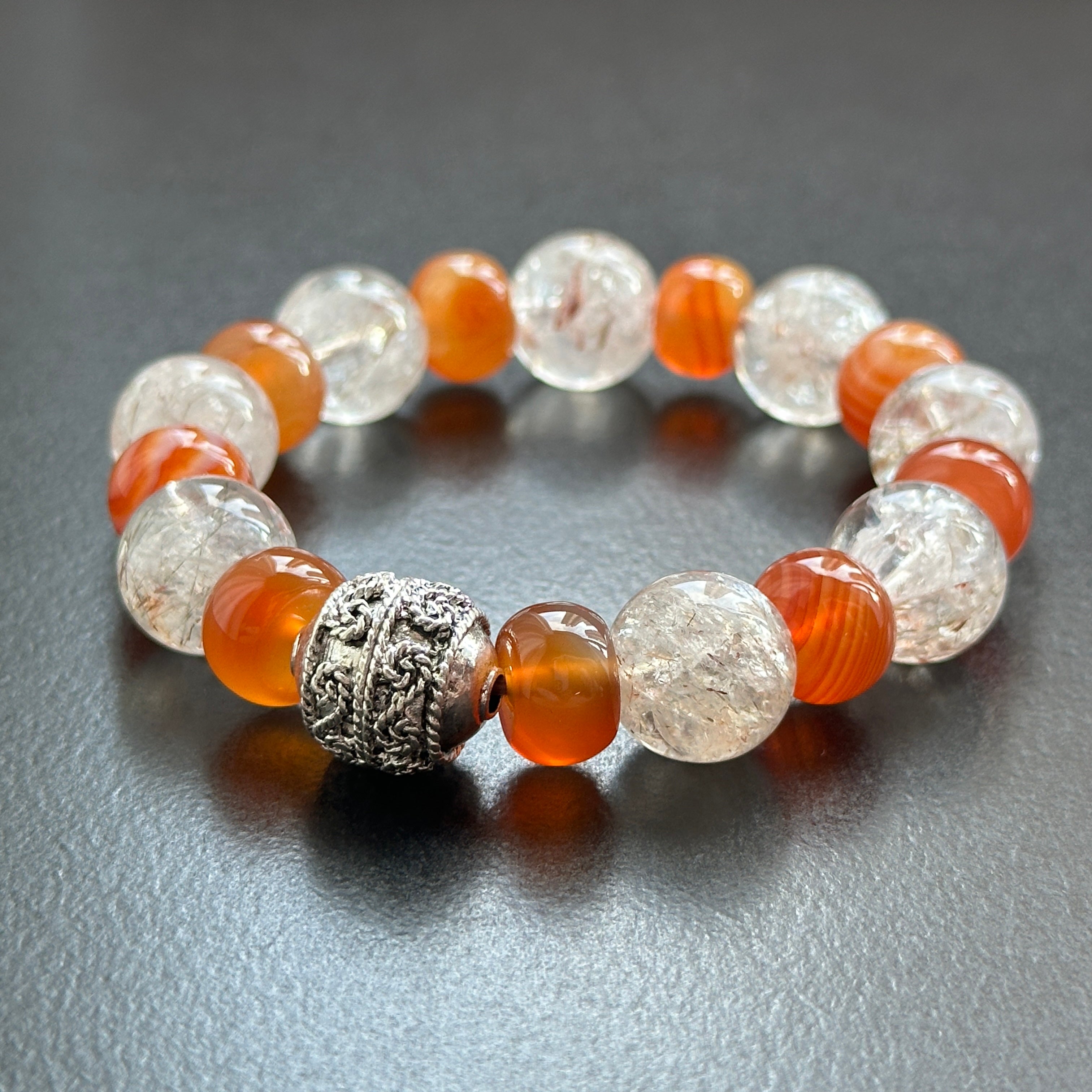 BS273 [Libra Scorpio | October] Opal Blue Glass Bracelet