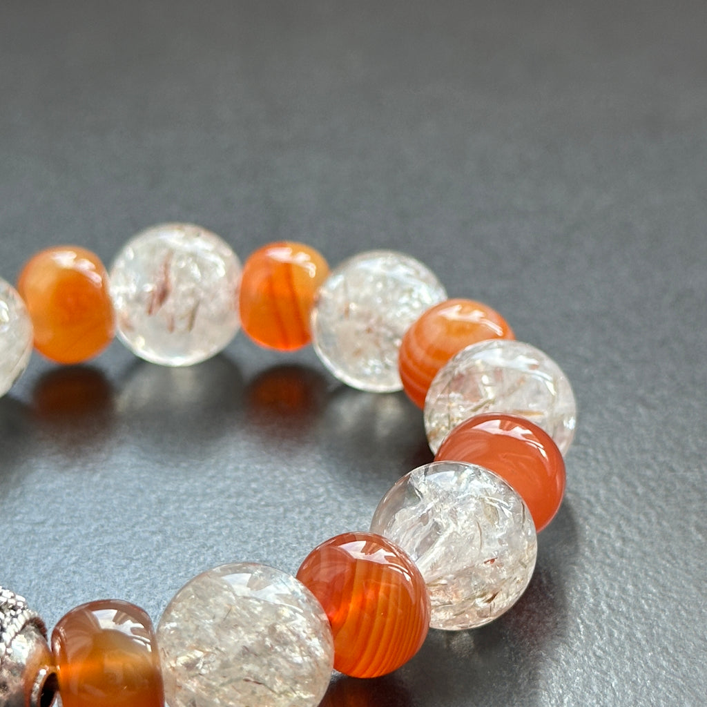 BS273 [Libra Scorpio | October] Opal Blue Glass Bracelet