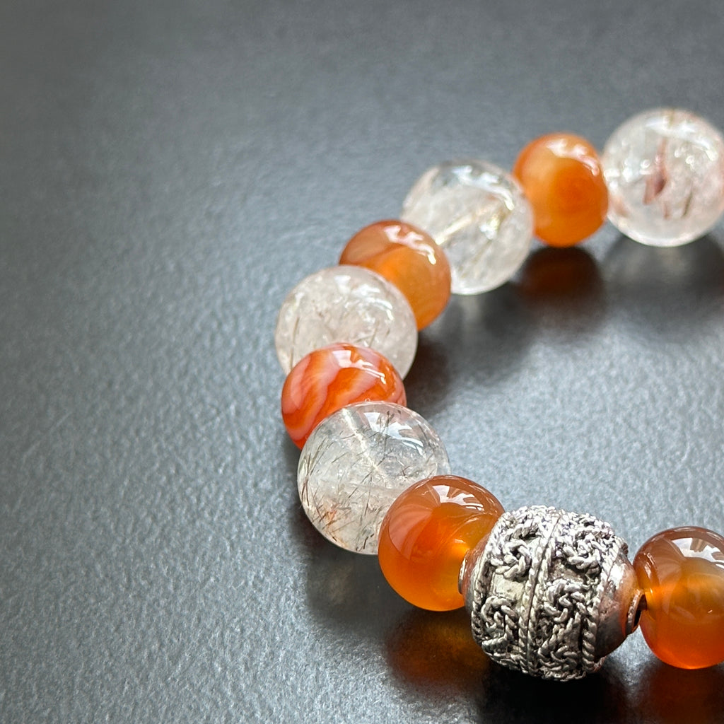 BS273 [Libra Scorpio | October] Opal Blue Glass Bracelet