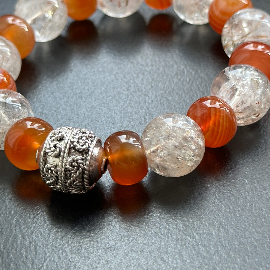 BS273 [Libra Scorpio | October] Opal Blue Glass Bracelet