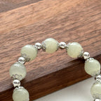 BS124 [Taurus Guardian Stone] Green Stone Flower Silver-plated Bracelet