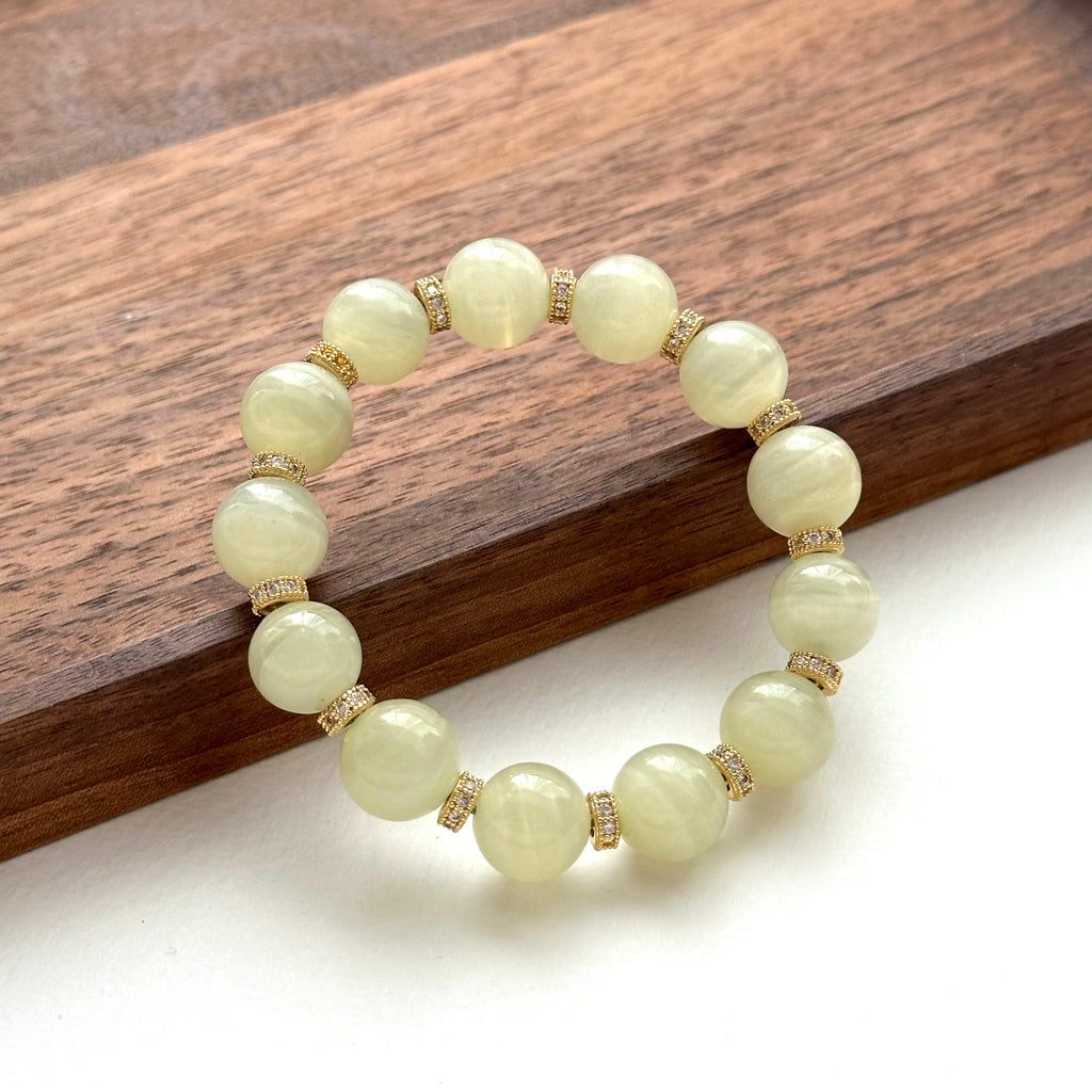 BS125 [Taurus Guardian Stone] Green Stone 18k Gold-plated Bracelet