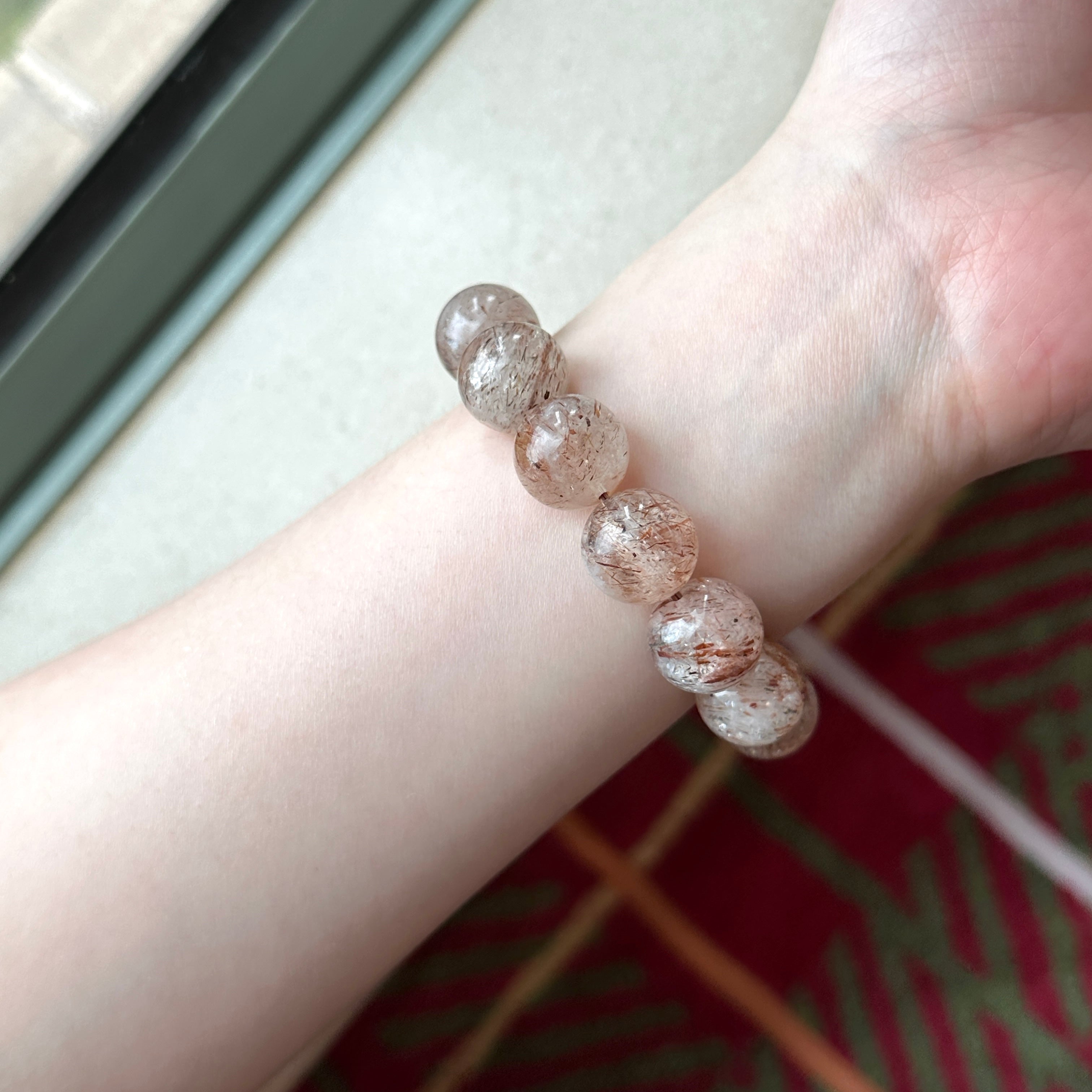 B90 紅髮白超級七純珠手鏈手串