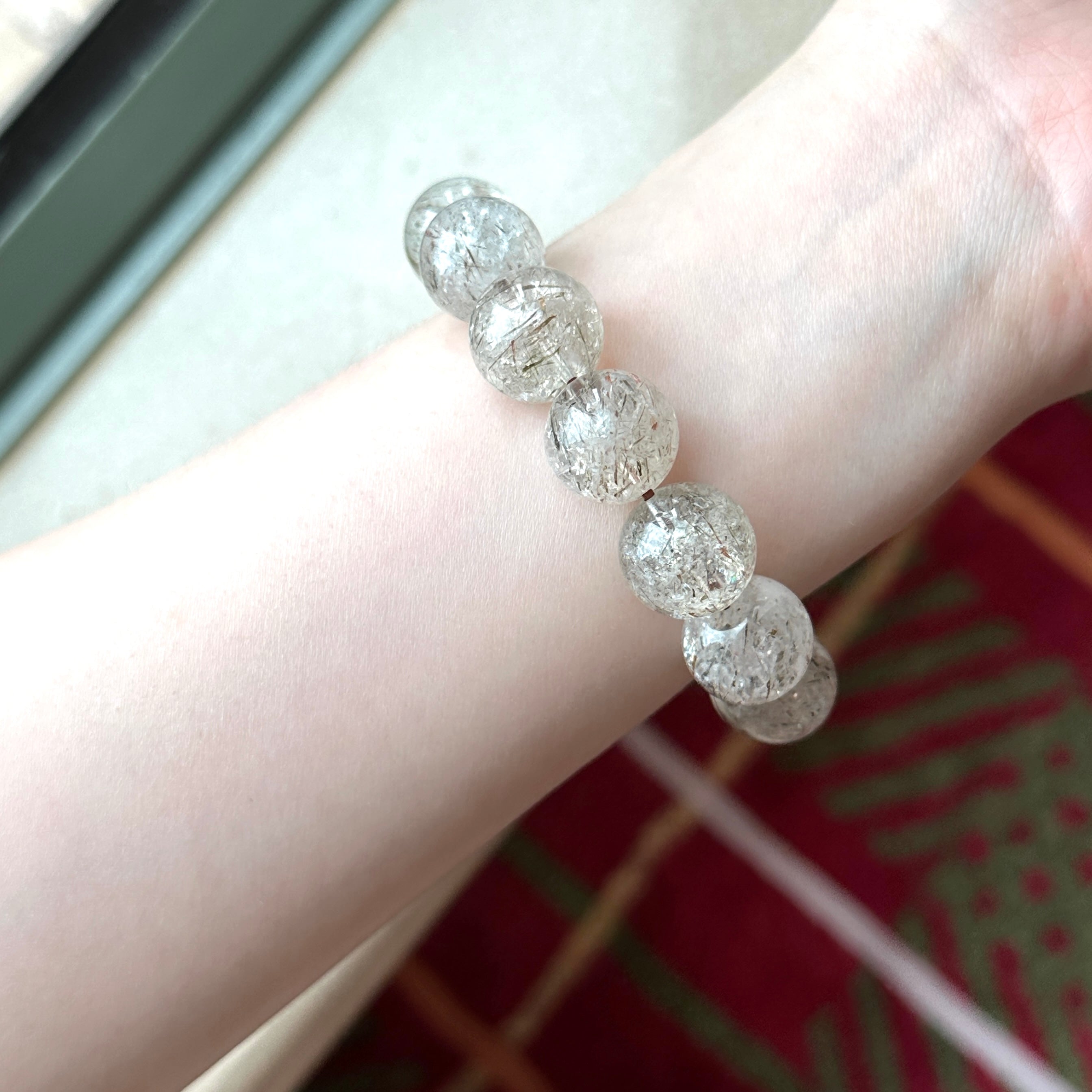 B90 紅髮白超級七純珠手鏈手串