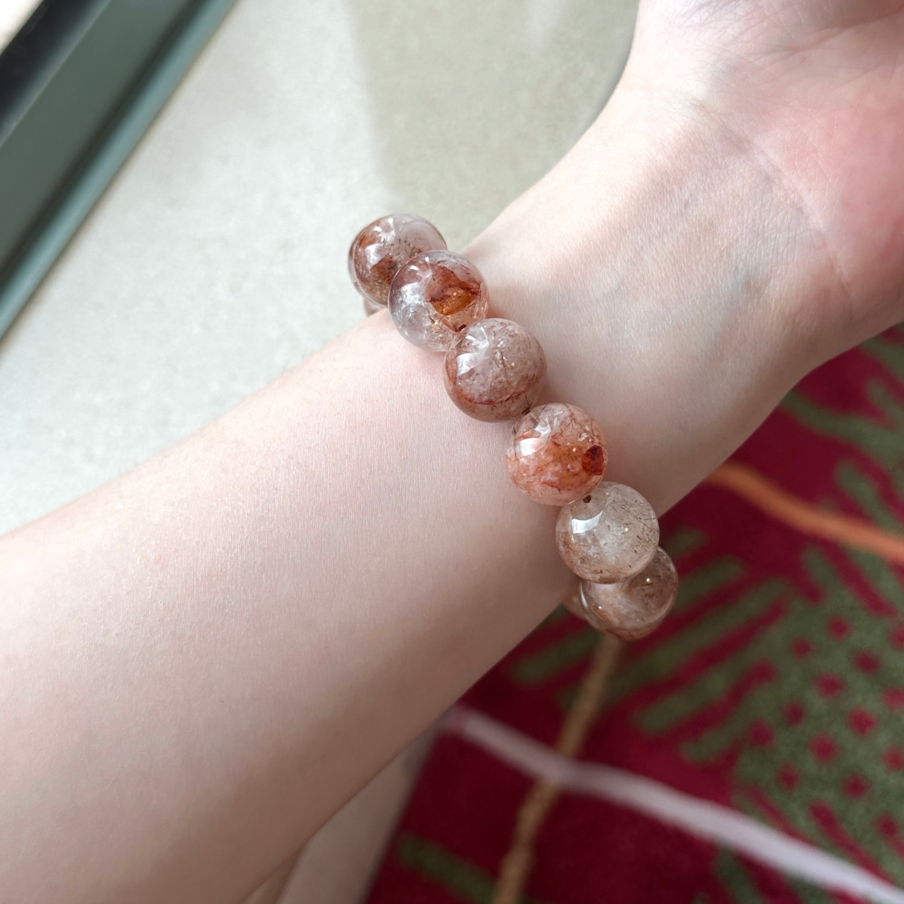 B90 紅髮白超級七純珠手鏈手串