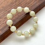 BS127 [Taurus Guardian Stone] Green Stone 18k Gold-plated Ball Bracelet