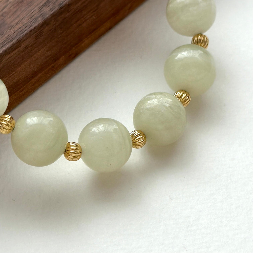 BS127 [Taurus Guardian Stone] Green Stone 18k Gold-plated Ball Bracelet