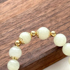 BS133 [Taurus Guardian Stone] Green Stone 18k Simple Gold-plated Flower Bracelet