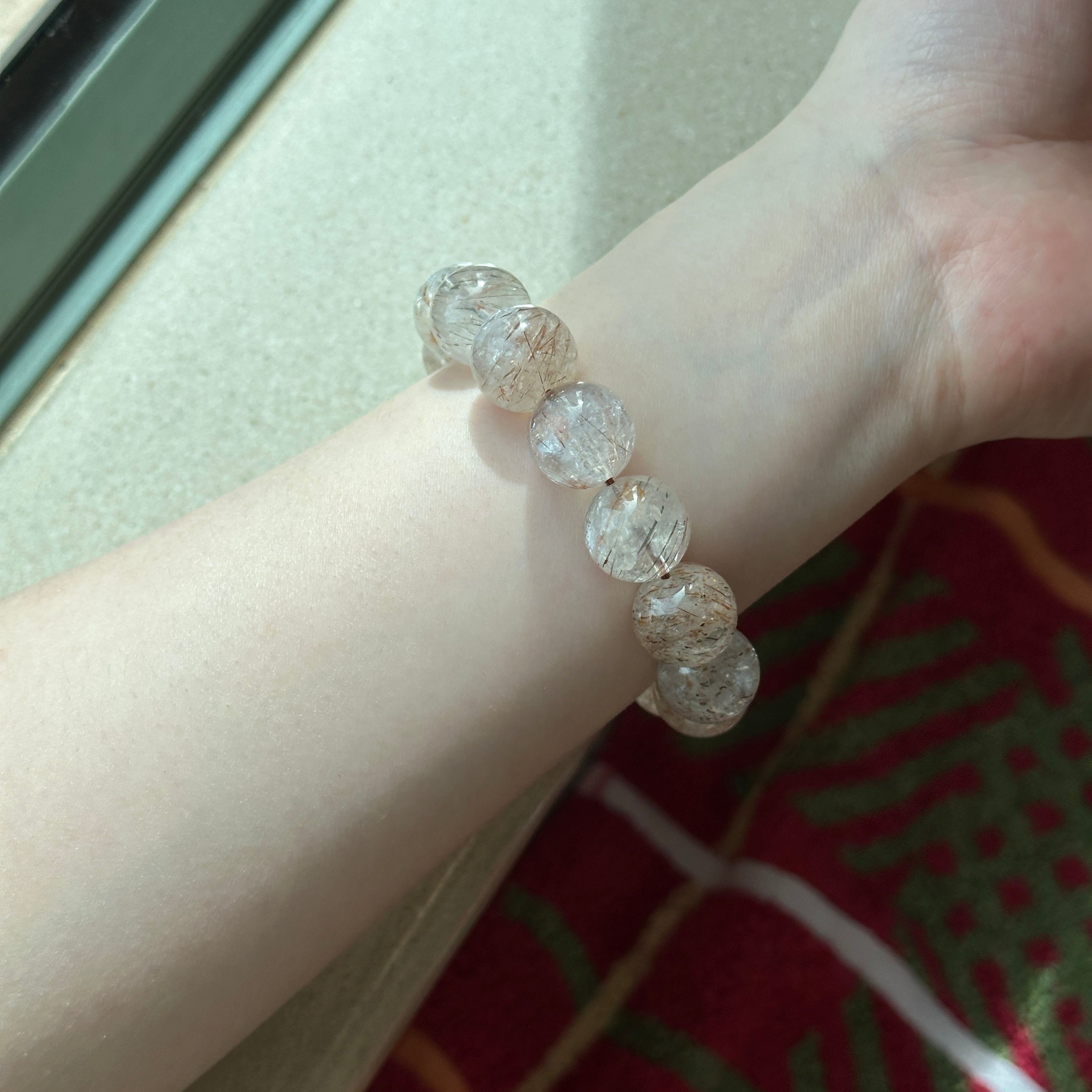 B90 紅髮白超級七純珠手鏈手串