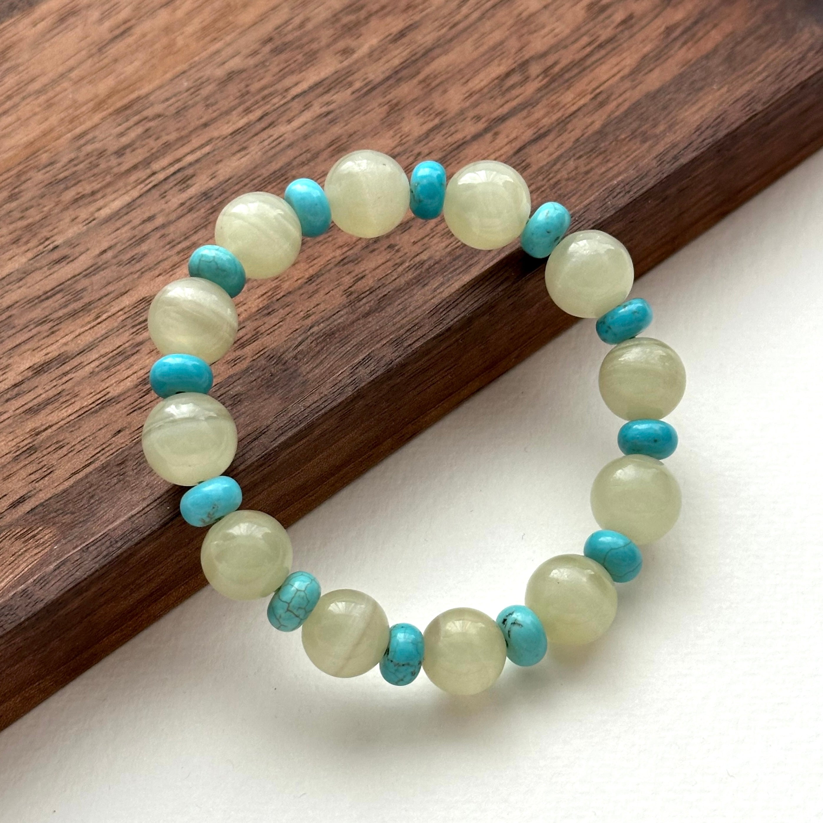 BS128 [Taurus Guardian Stone] Green Stone Turquoise Bracelet
