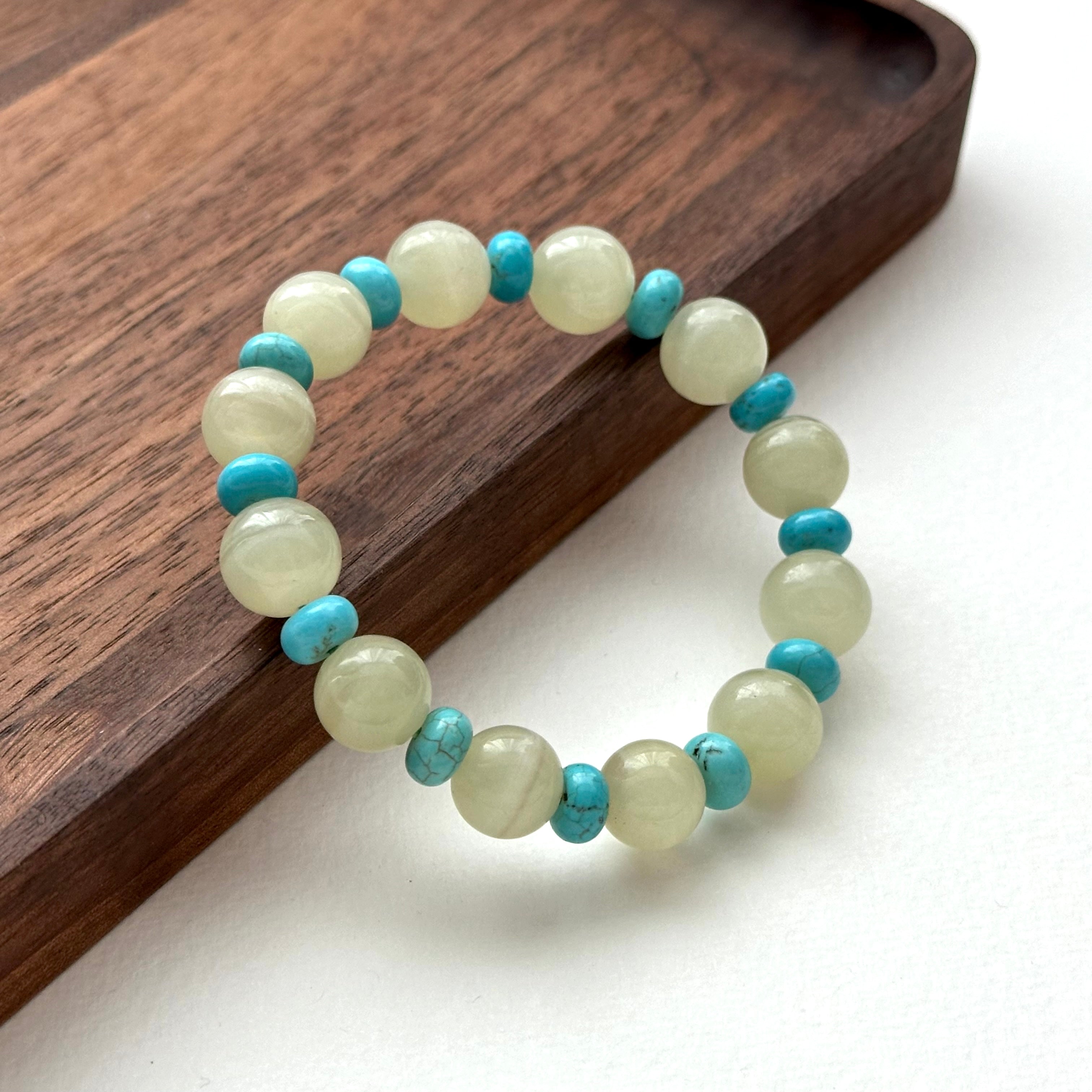 BS128 [Taurus Guardian Stone] Green Stone Turquoise Bracelet