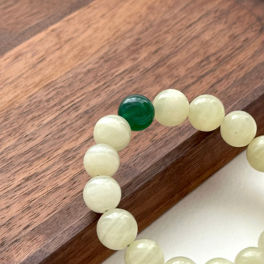 BS130 [Taurus Guardian Stone] Green Vein Stone Green Agate Bracelet