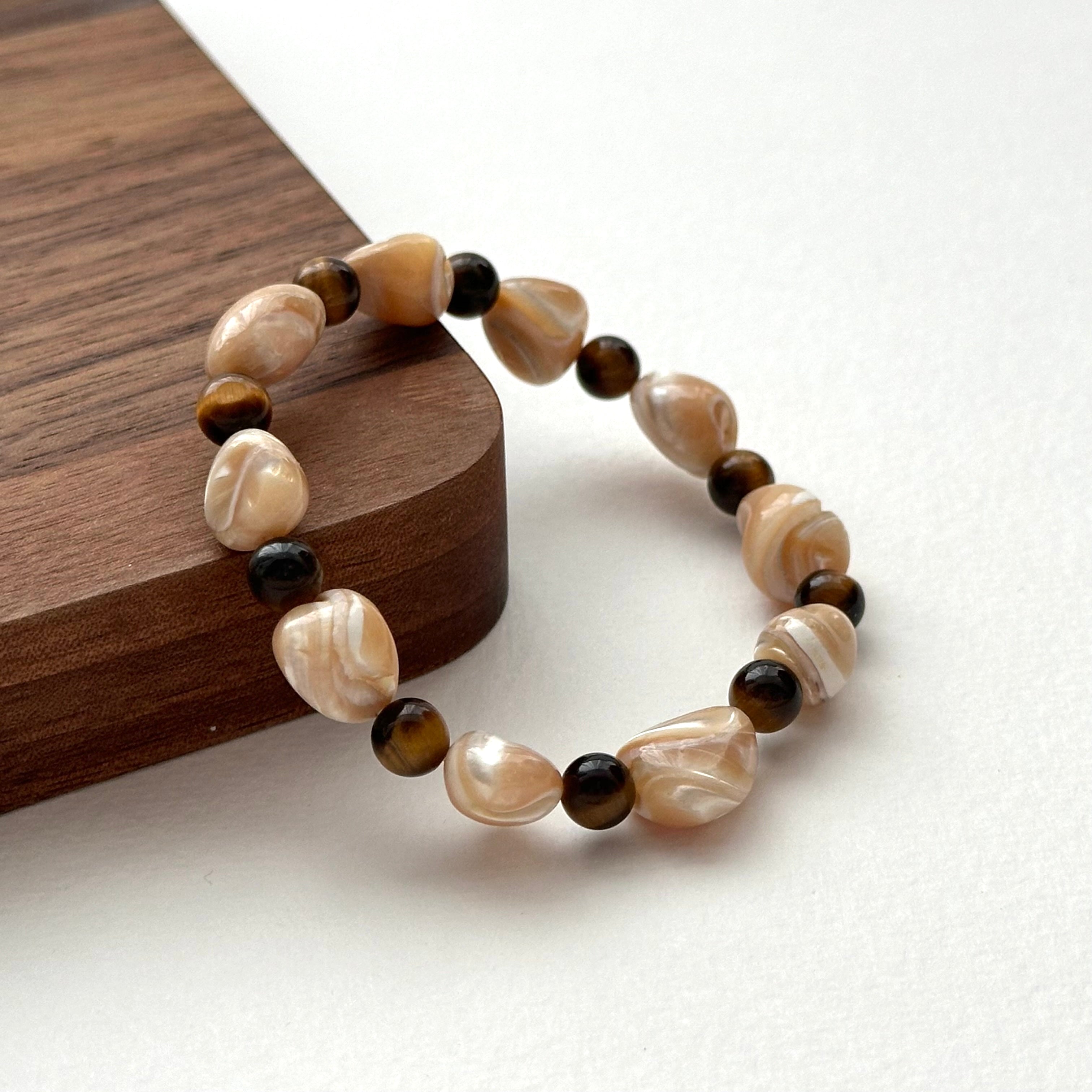 BS135 [Drifting Memories] Shell Yellow Tiger Eye Bracelet