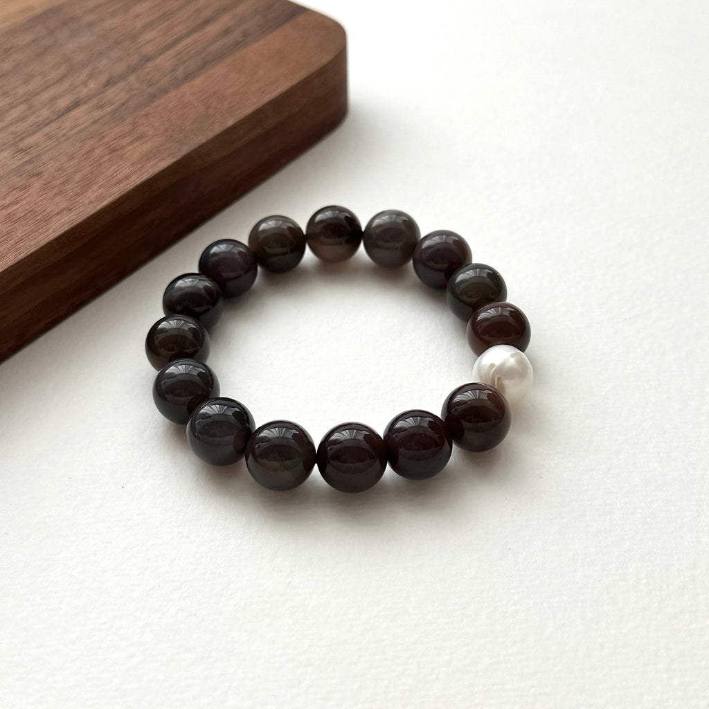 BS141 [Bohemian style] Persian Gulf agate freshwater pearl bracelet