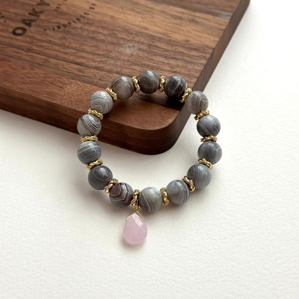 BS143 [Bohemian style] Persian Gulf agate gold-plated bracelet
