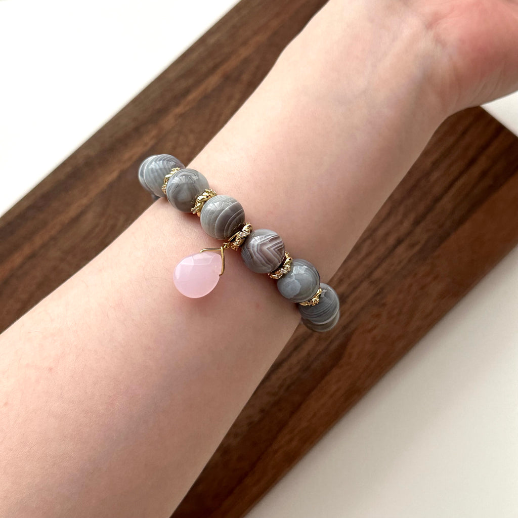 BS143 [Bohemian style] Persian Gulf agate gold-plated bracelet