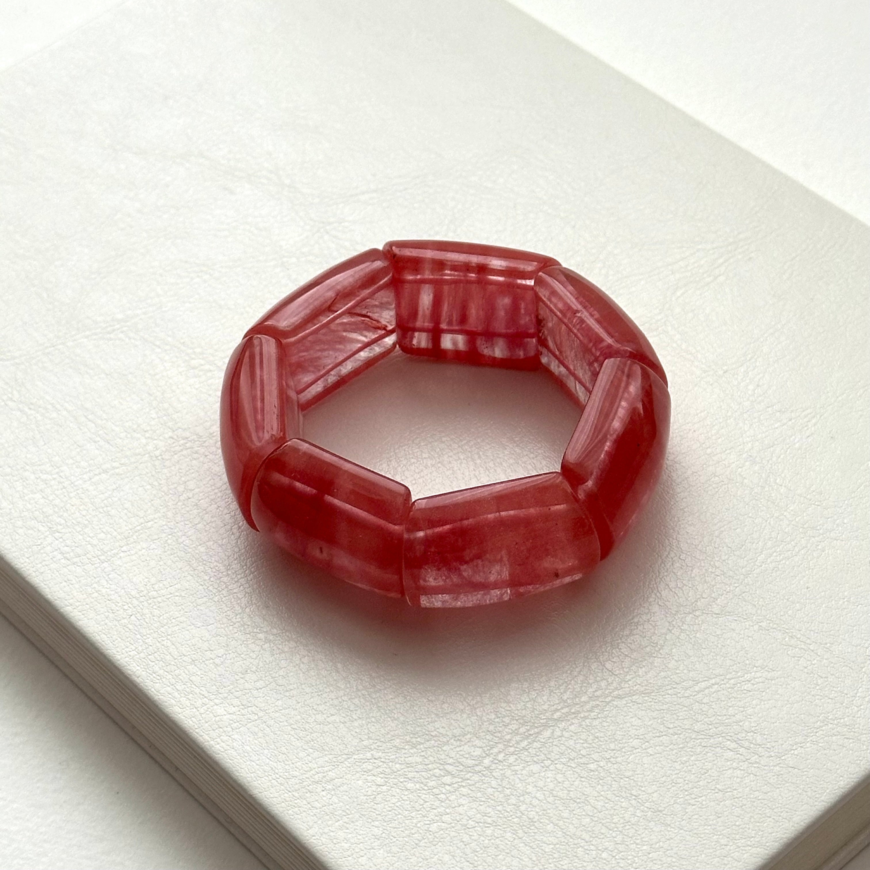 B66 [Lucky Glass] Watermelon Crystal Pure Bead Thick Bracelet