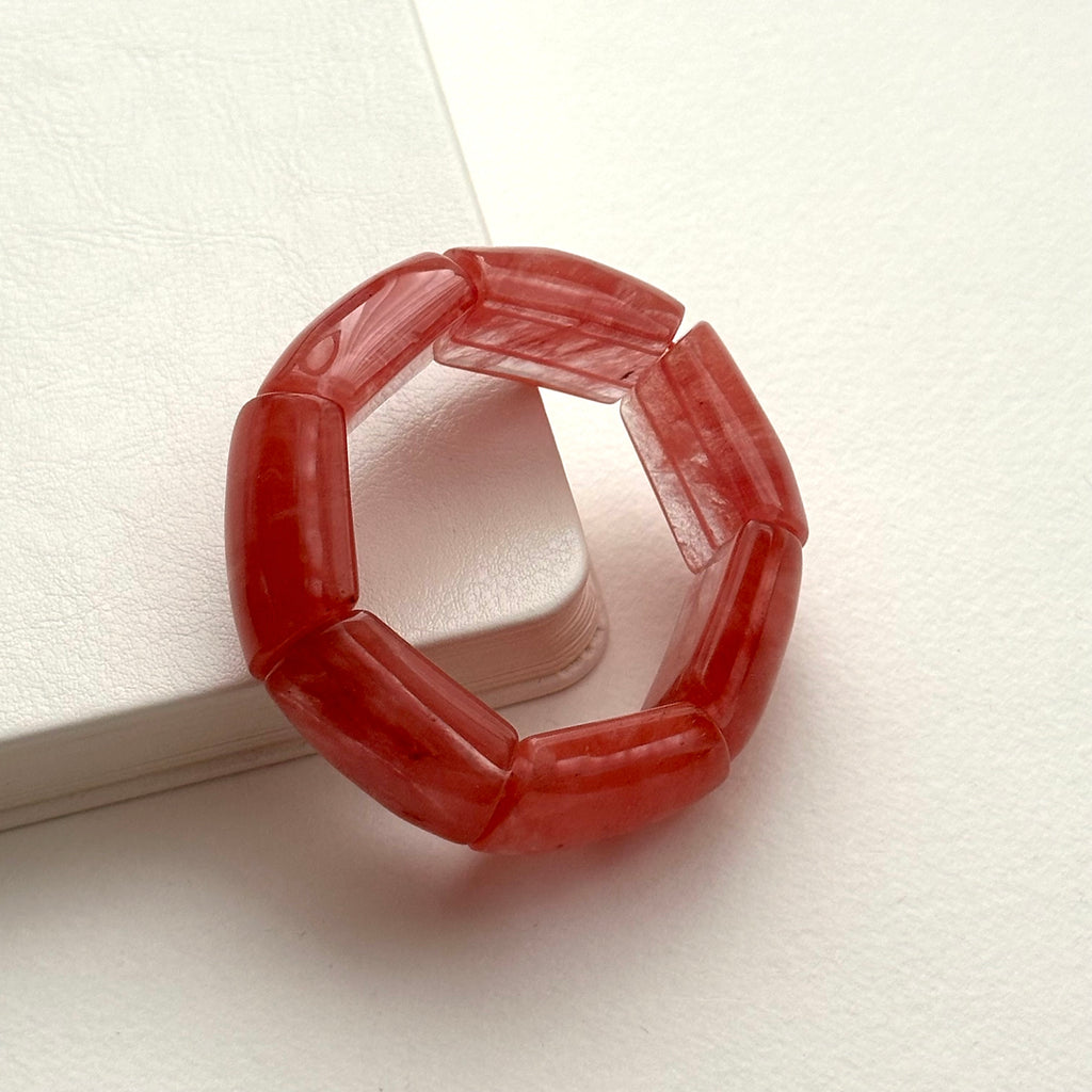 B66 [Lucky Glass] Watermelon Crystal Pure Bead Thick Bracelet