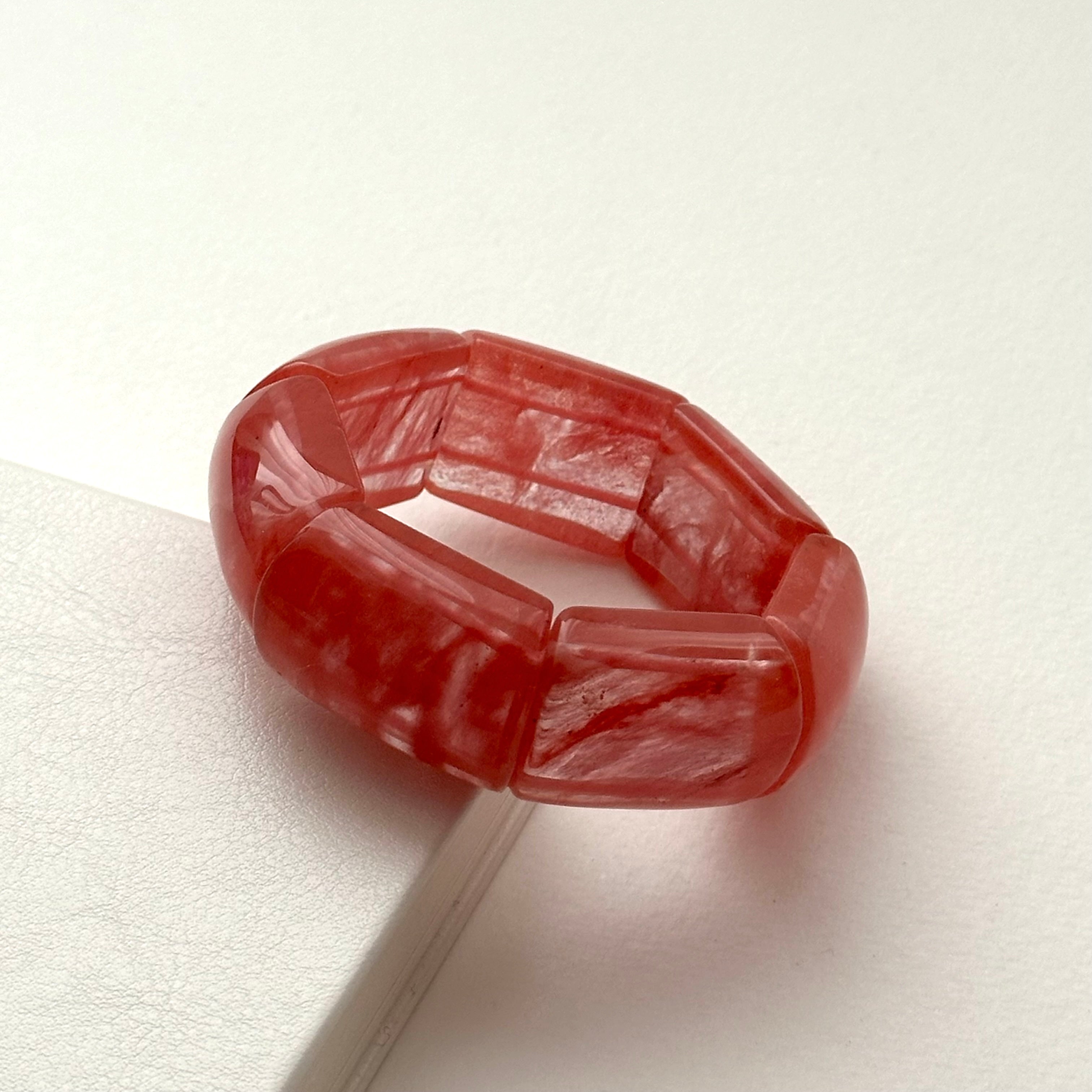 B66 [Lucky Glass] Watermelon Crystal Pure Bead Thick Bracelet