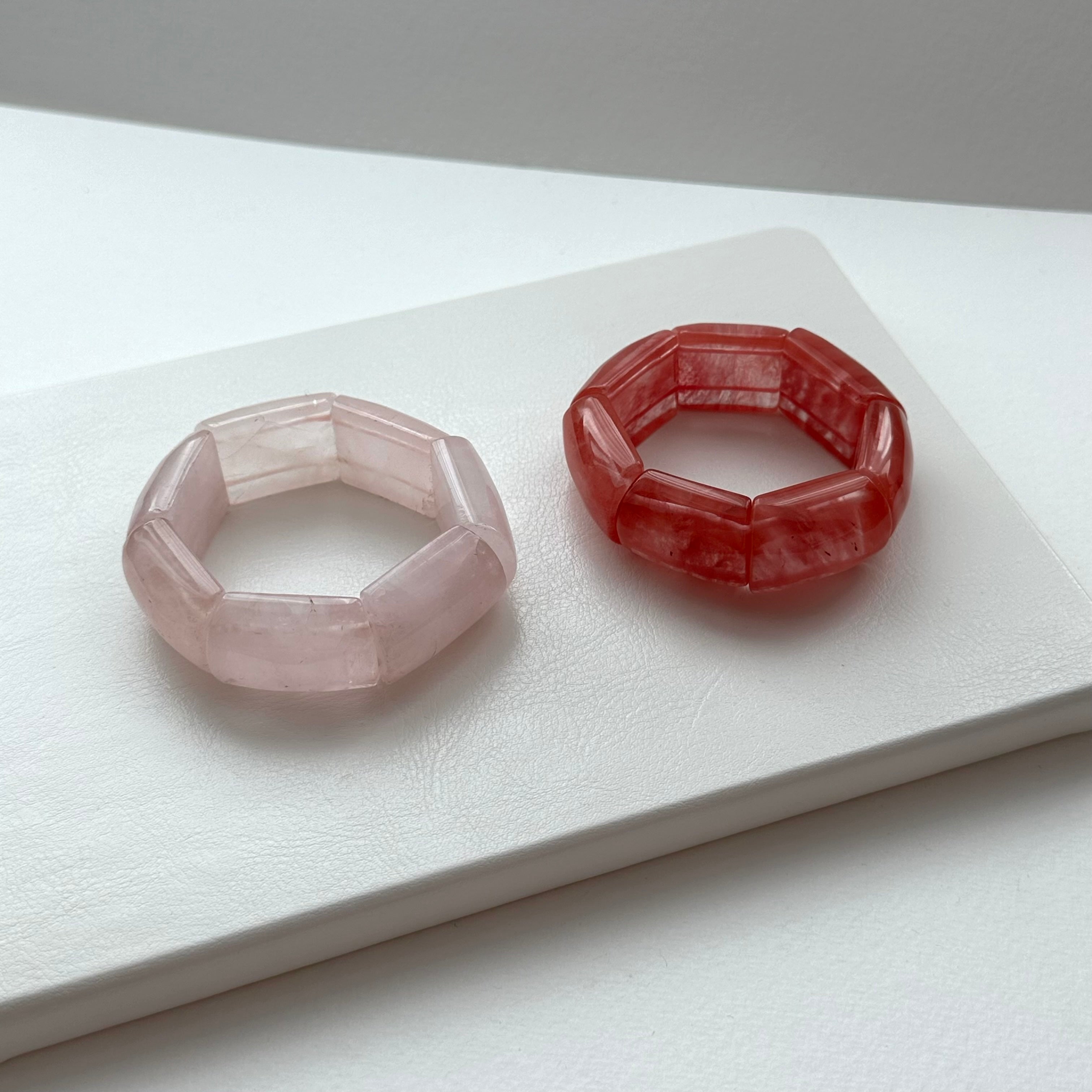 B66 [Lucky Glass] Watermelon Crystal Pure Bead Thick Bracelet