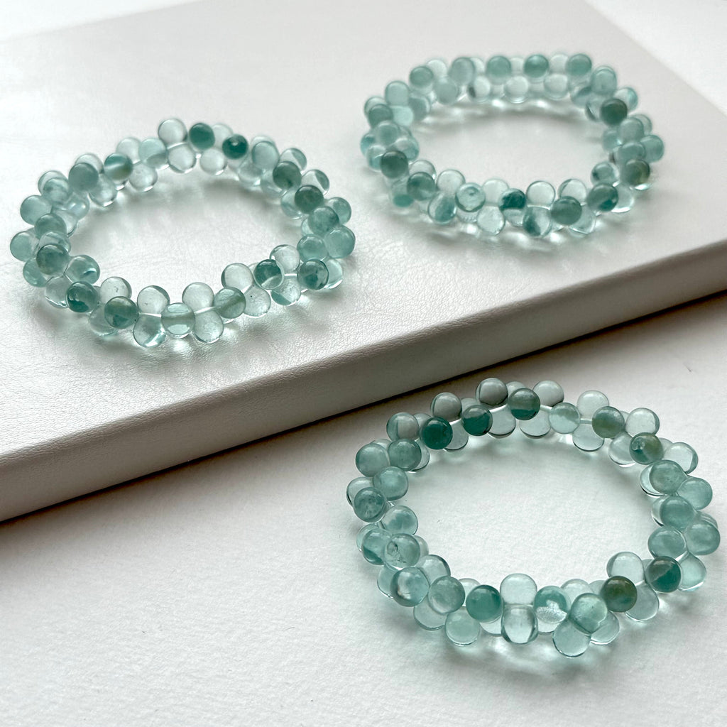 B68【Lucky Glass】Lake Green Bubble Glass Stone Pure Bead Bracelet