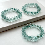 B68【Lucky Glass】Lake Green Bubble Glass Stone Pure Bead Bracelet